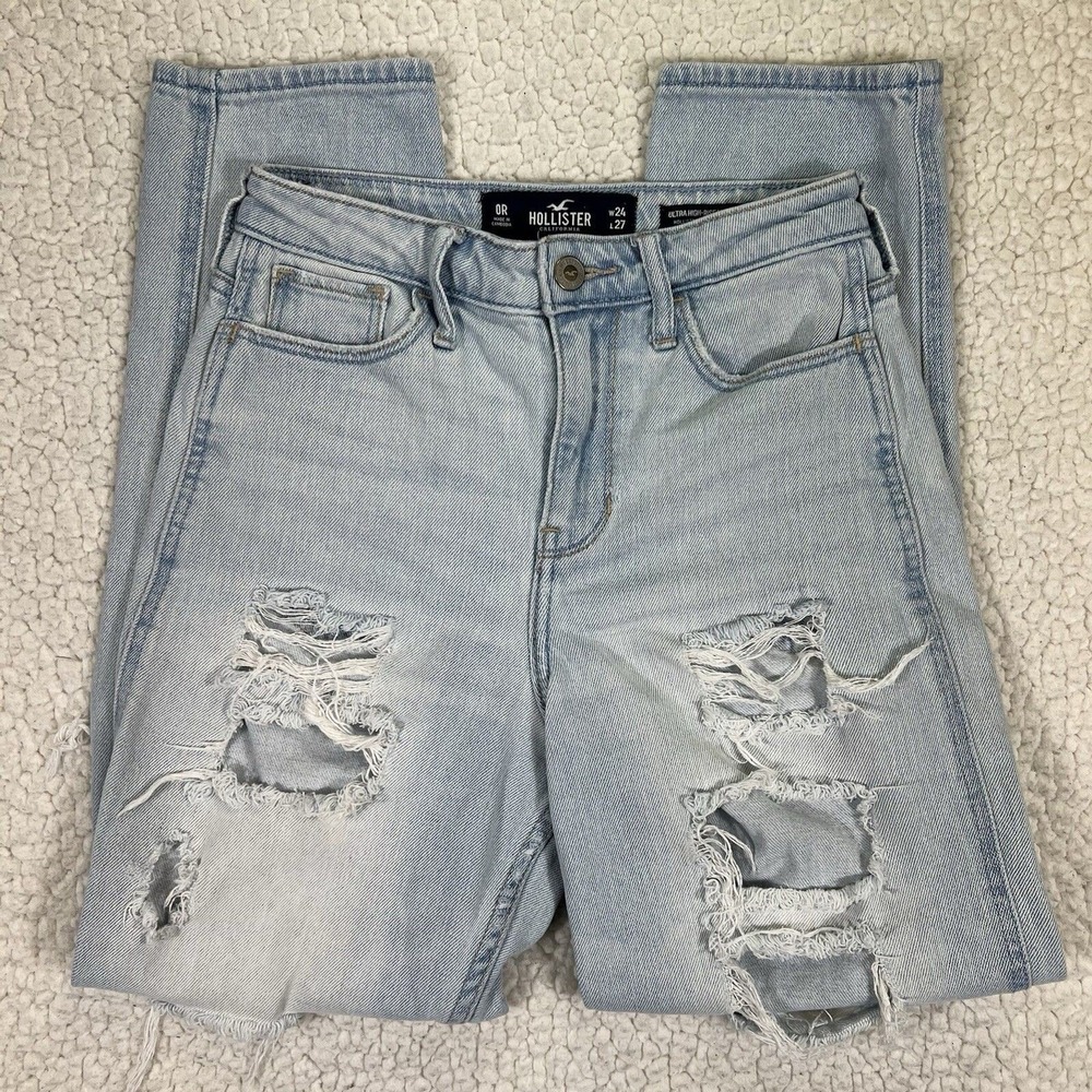 Hollister Ultra High‎ Rise Mom Jeans Women's Size 0 (24x25.5) Grunge Streetwear